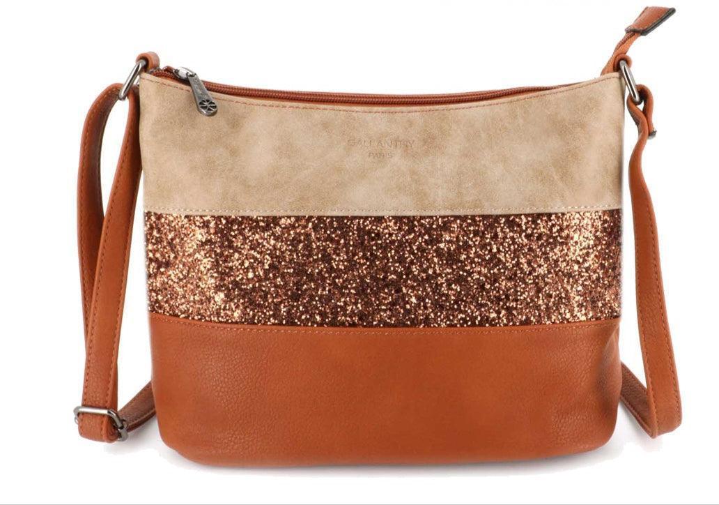 Gallantry - Sac bandoulière paillettes femme multicolore camel