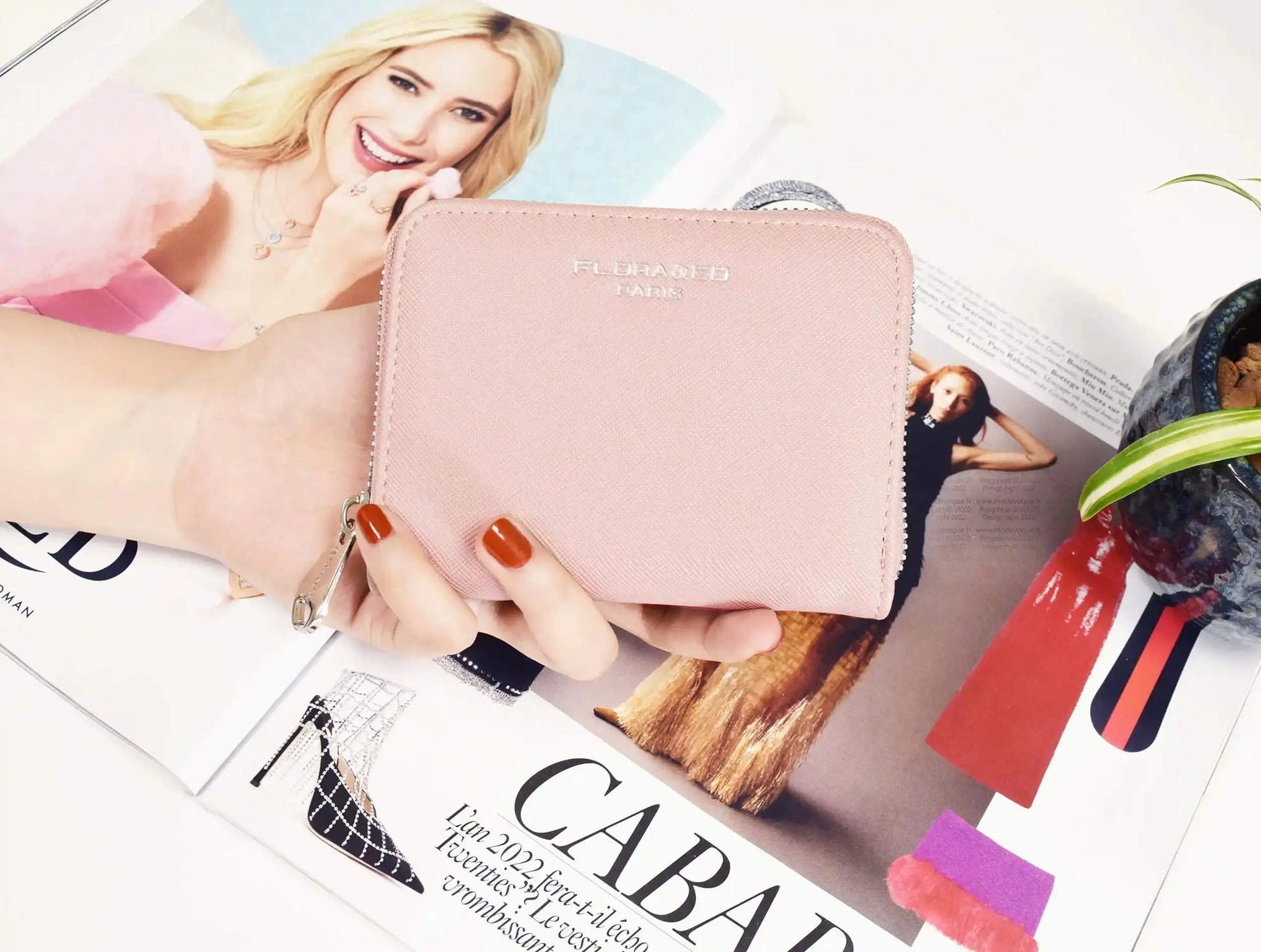 Flora & co Portefeuille porte-carte femme saffiano rose