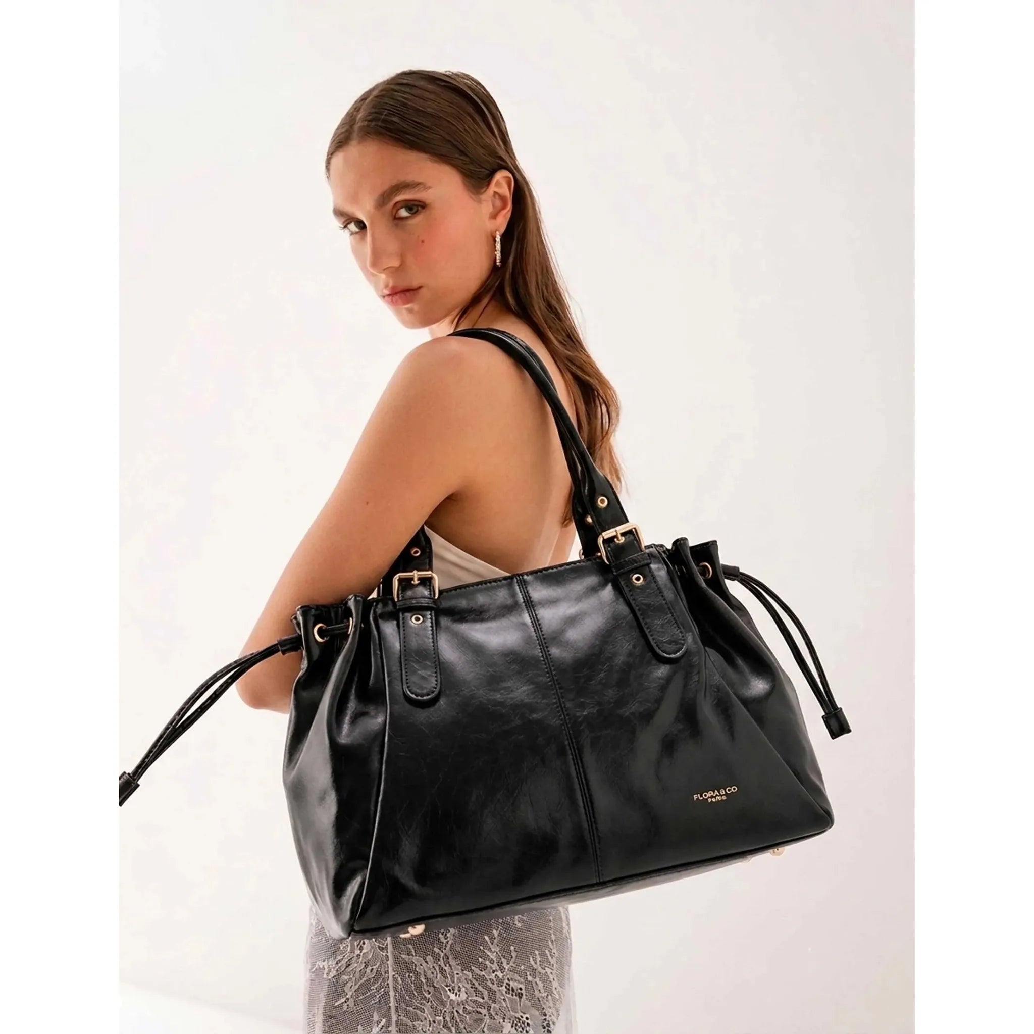 Sac cabas bowling femme simili cuir noir - vue 2 | Flora & co