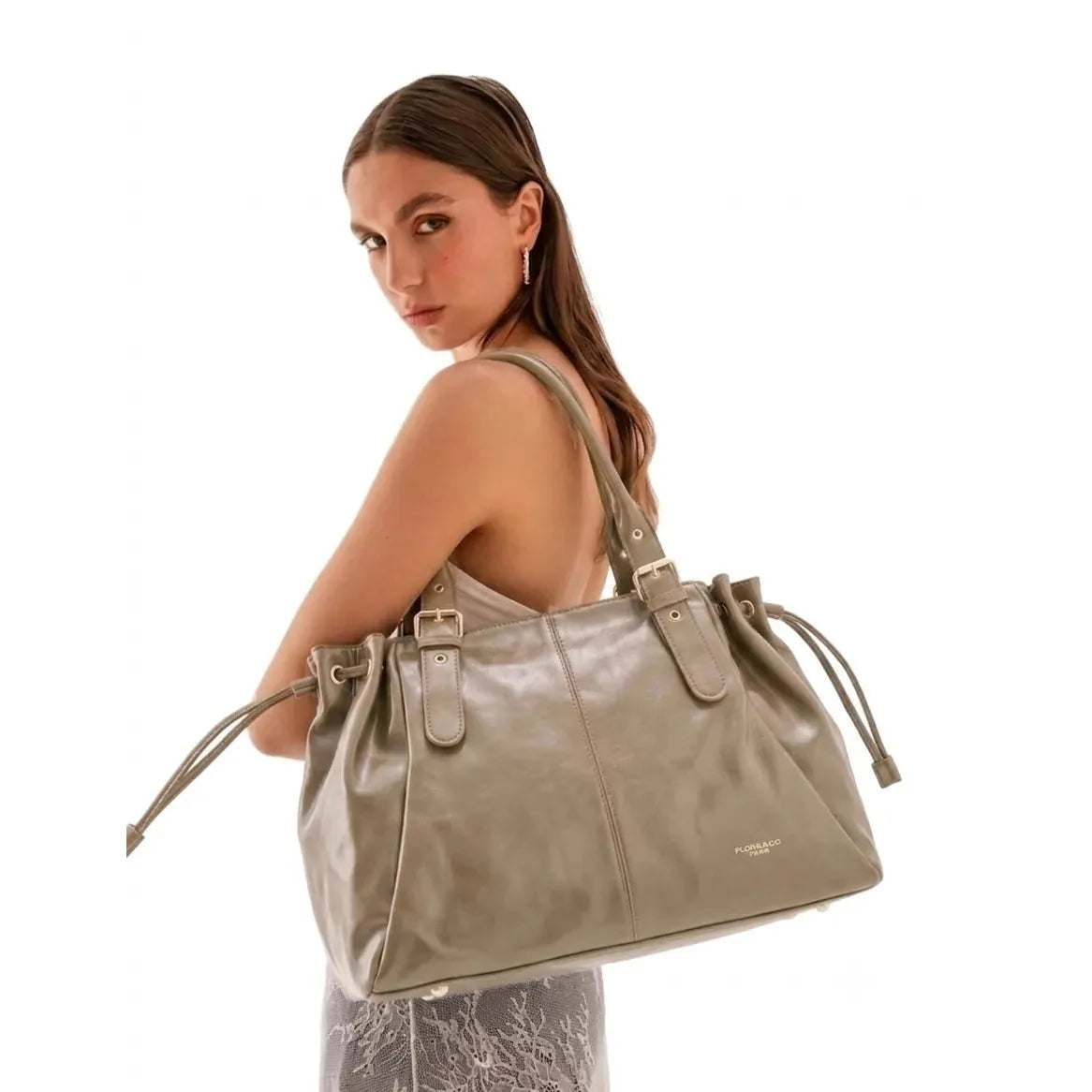Sac cabas bowling femme cuir synthétique taupe - vue 2 | Flora & co