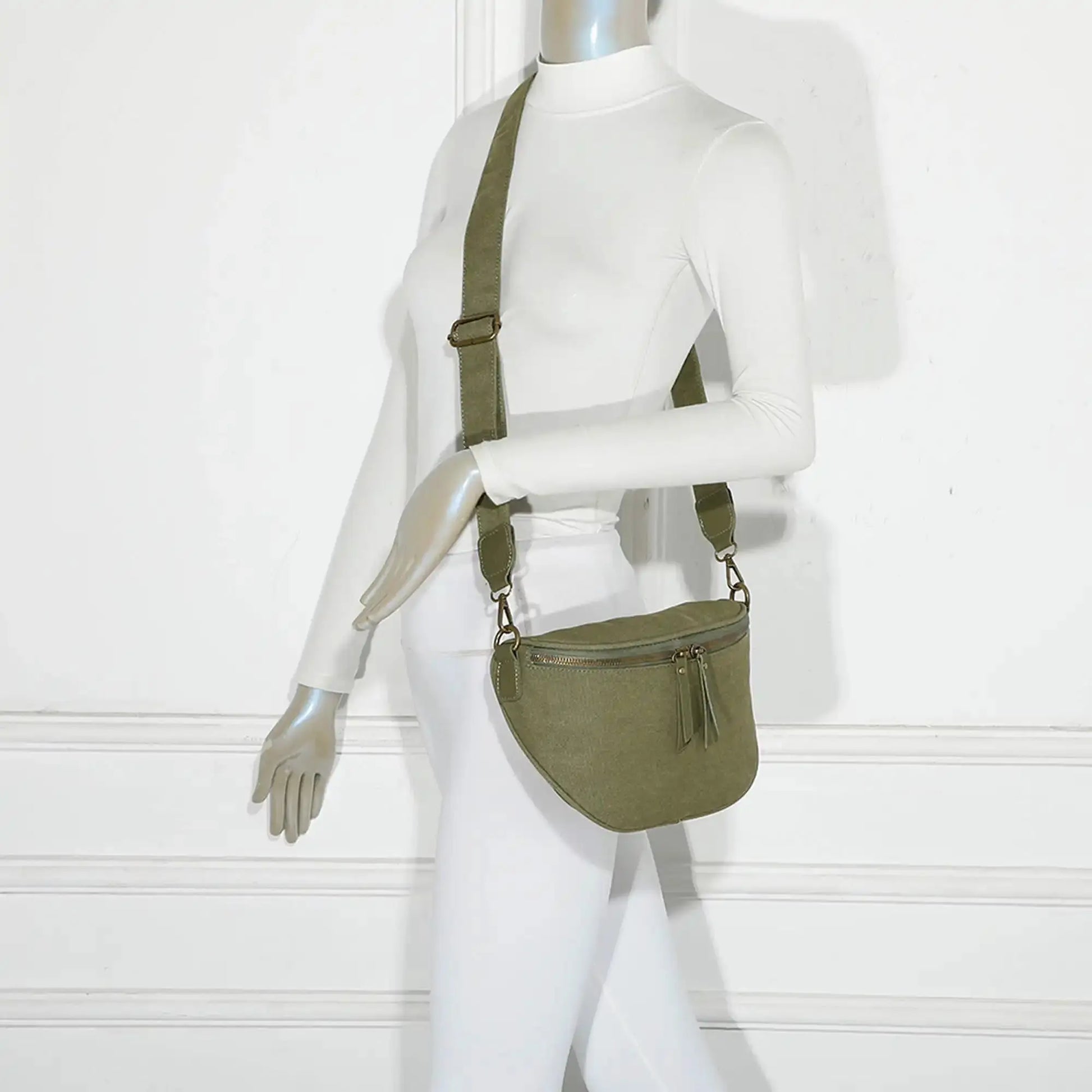 Gallantry Sac banane femme canvas toile vert