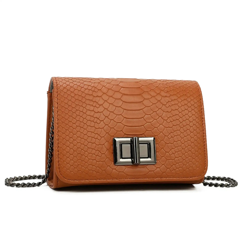 Gallantry Sac bandoulière femme chaîne python camel