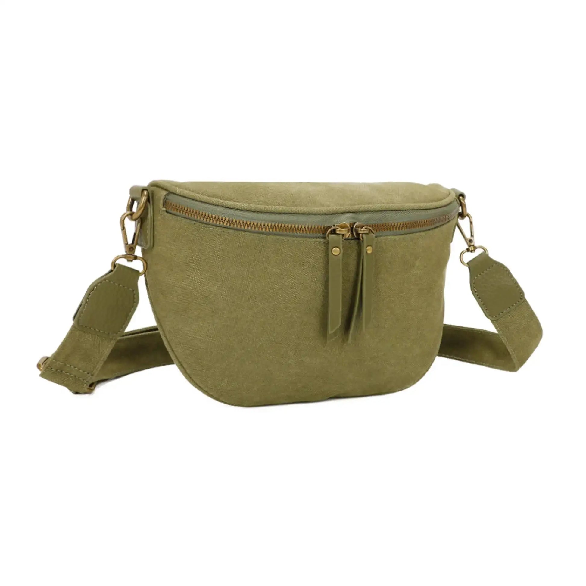 Gallantry Sac banane femme canvas toile vert