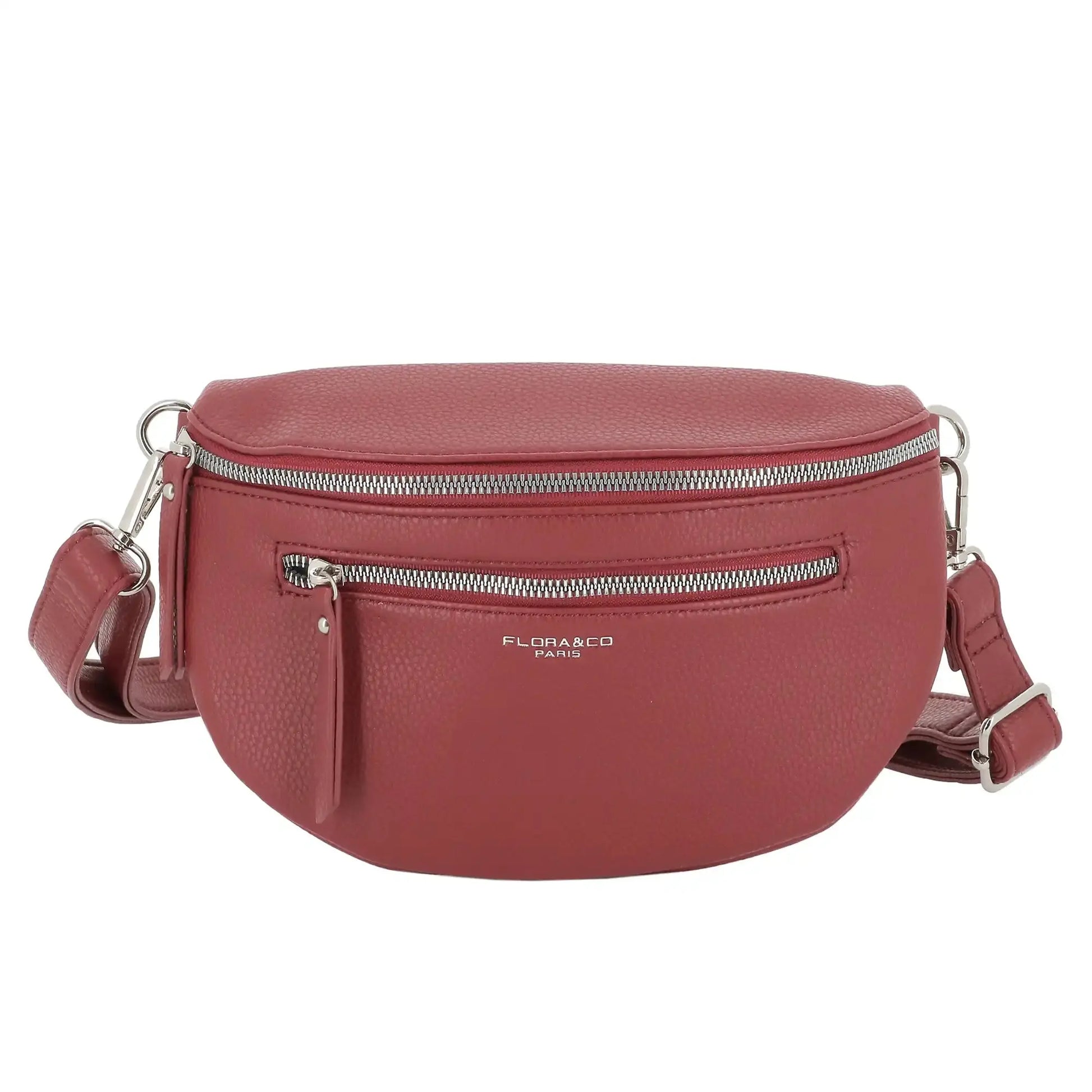 Flora & co Sac banane bandoulière femme multipoches rouge foncé