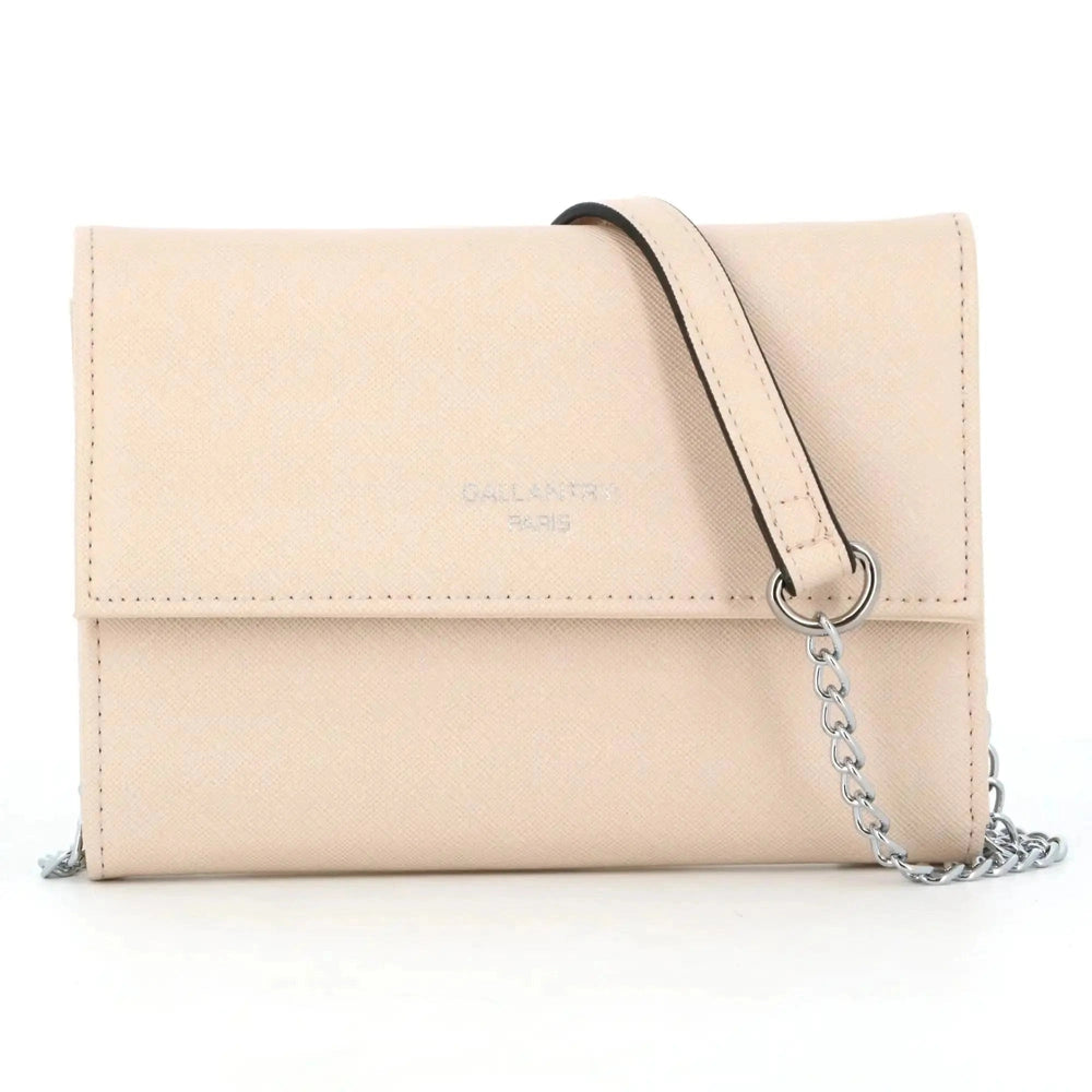 Gallantry Pochette bandoulière chaîne femme rabat beige