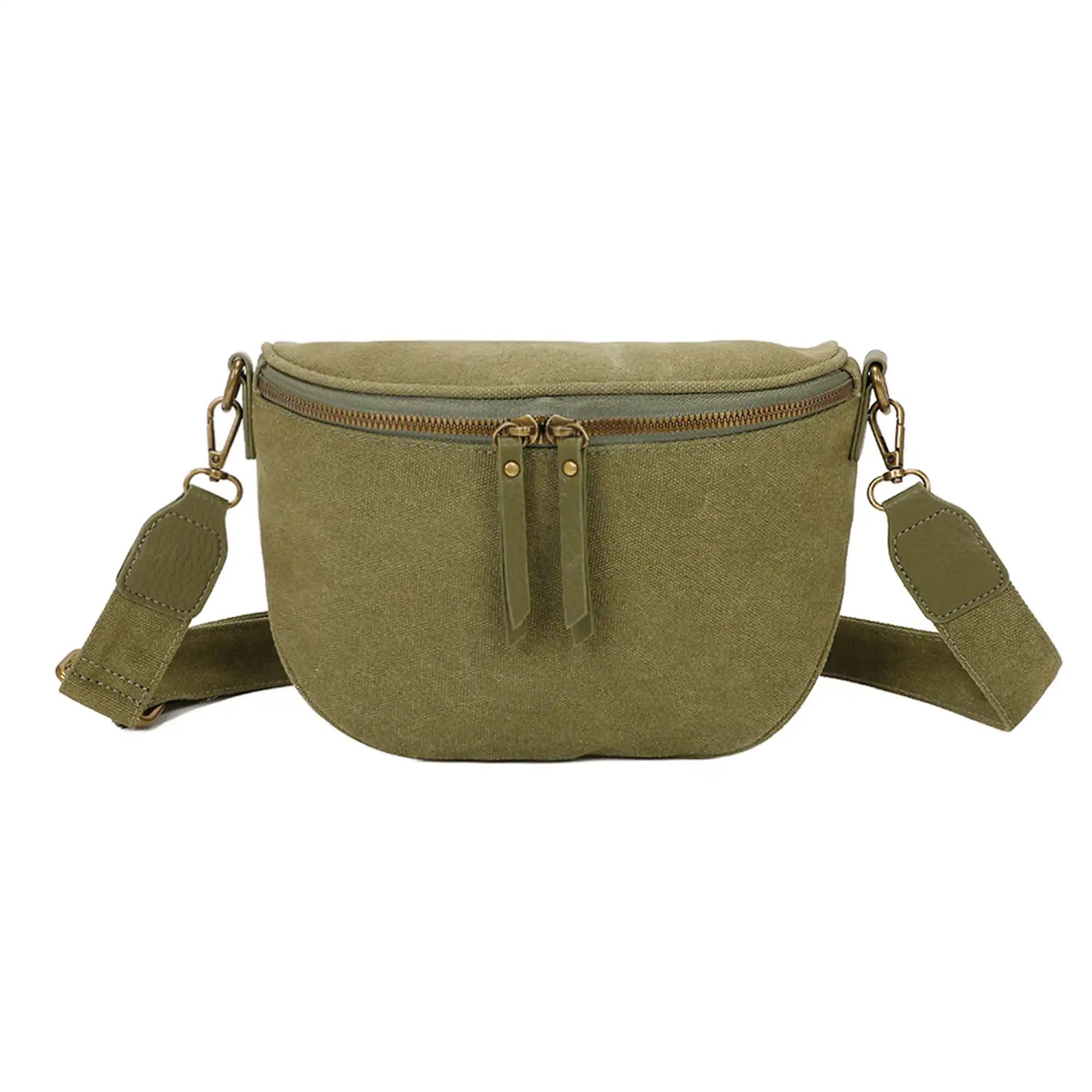 Sac banane femme canvas toile vert