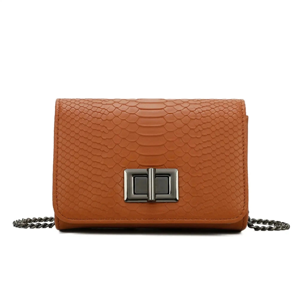 Gallantry Sac bandoulière femme chaîne python Camel Corcochic