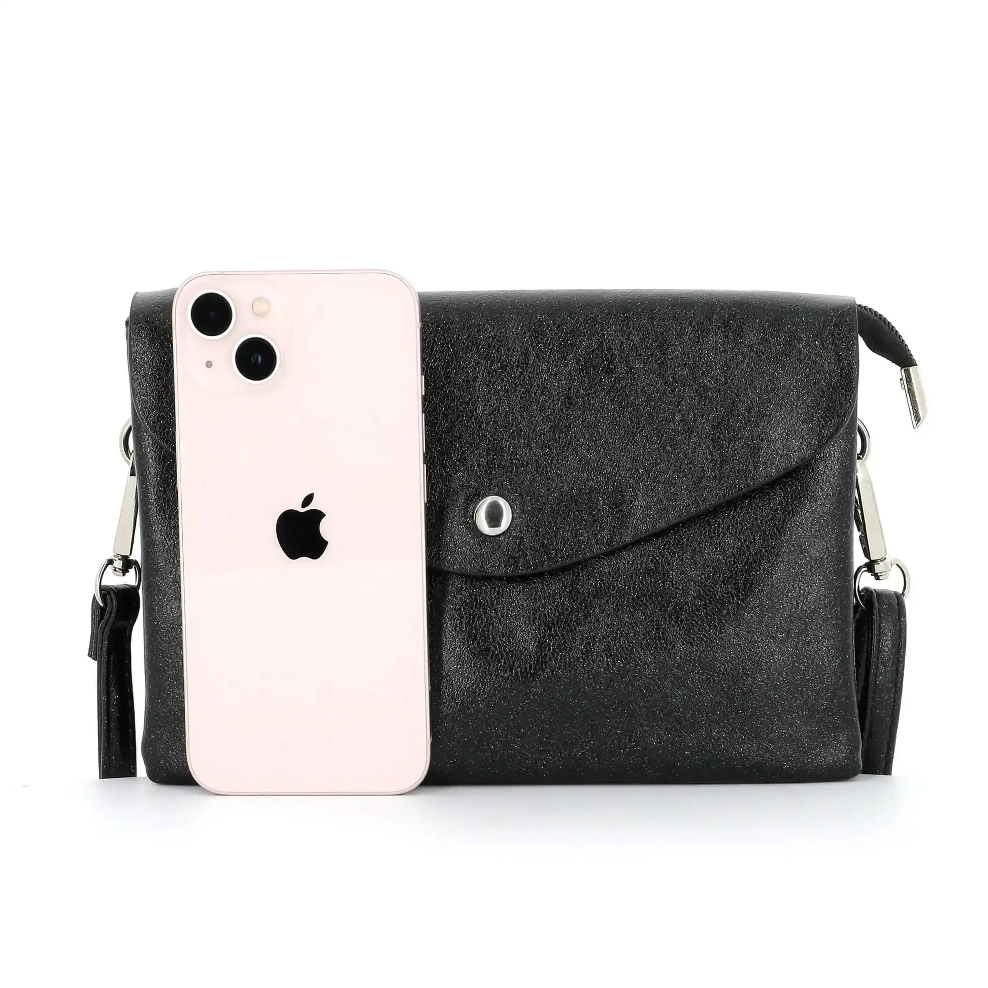 Flora & co Sac bandoulière femme irisé rabat noir