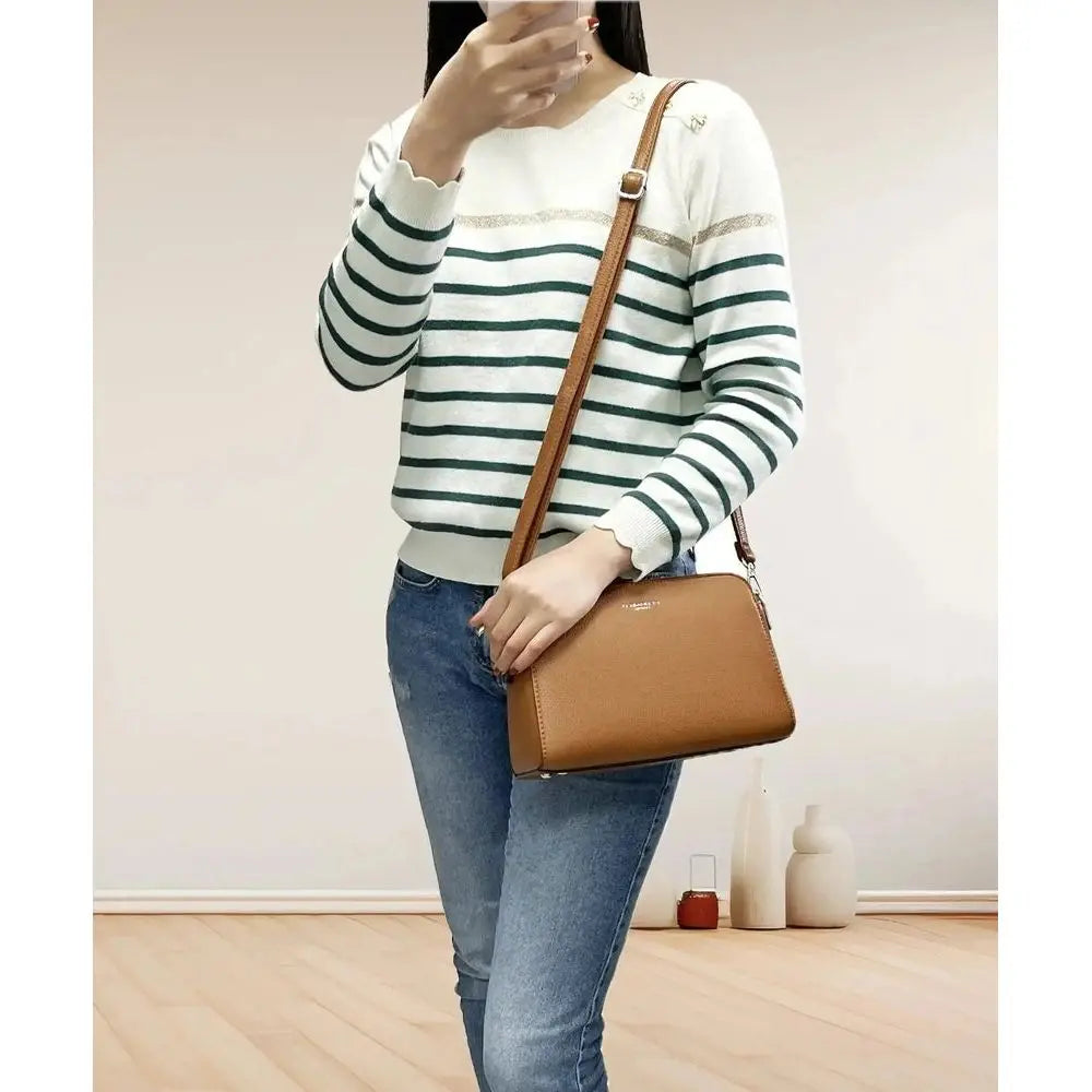 Flora & co Sac bandoulière femme multipoches camel