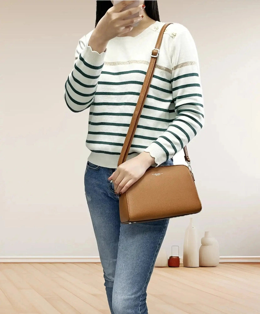 Flora & co Sac bandoulière femme multipoches camel