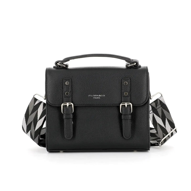 Flora & co Sac cartable bandoulière femme broderie noir