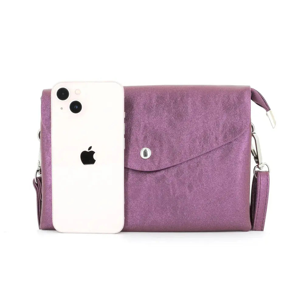 Sac bandoulière femme irisé rabat violet