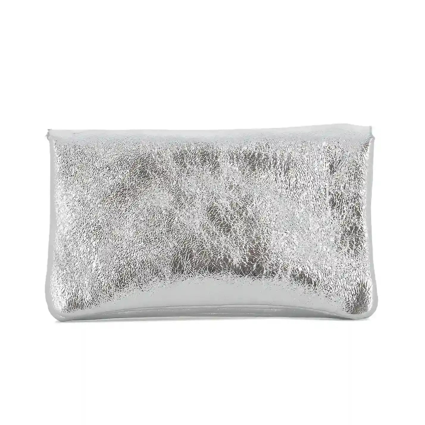 Portefeuille pochette passeport cuir isiré Argent Made in Italy