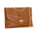 Made in Italy Sac bandoulière chaîne cuir femme croco camel