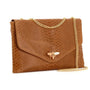 Made in Italy Sac bandoulière chaîne cuir femme croco camel