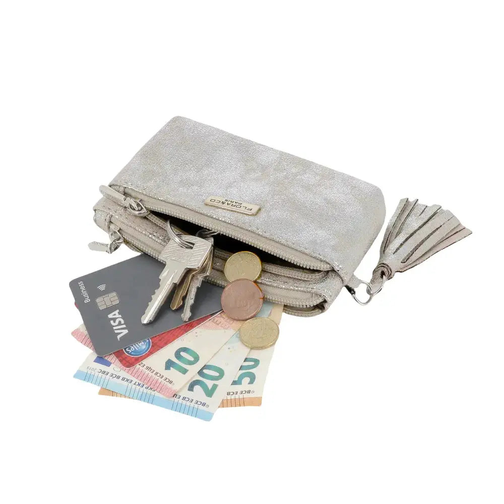 Porte-monnaie Femme Similicuir Suède Irisé taupe