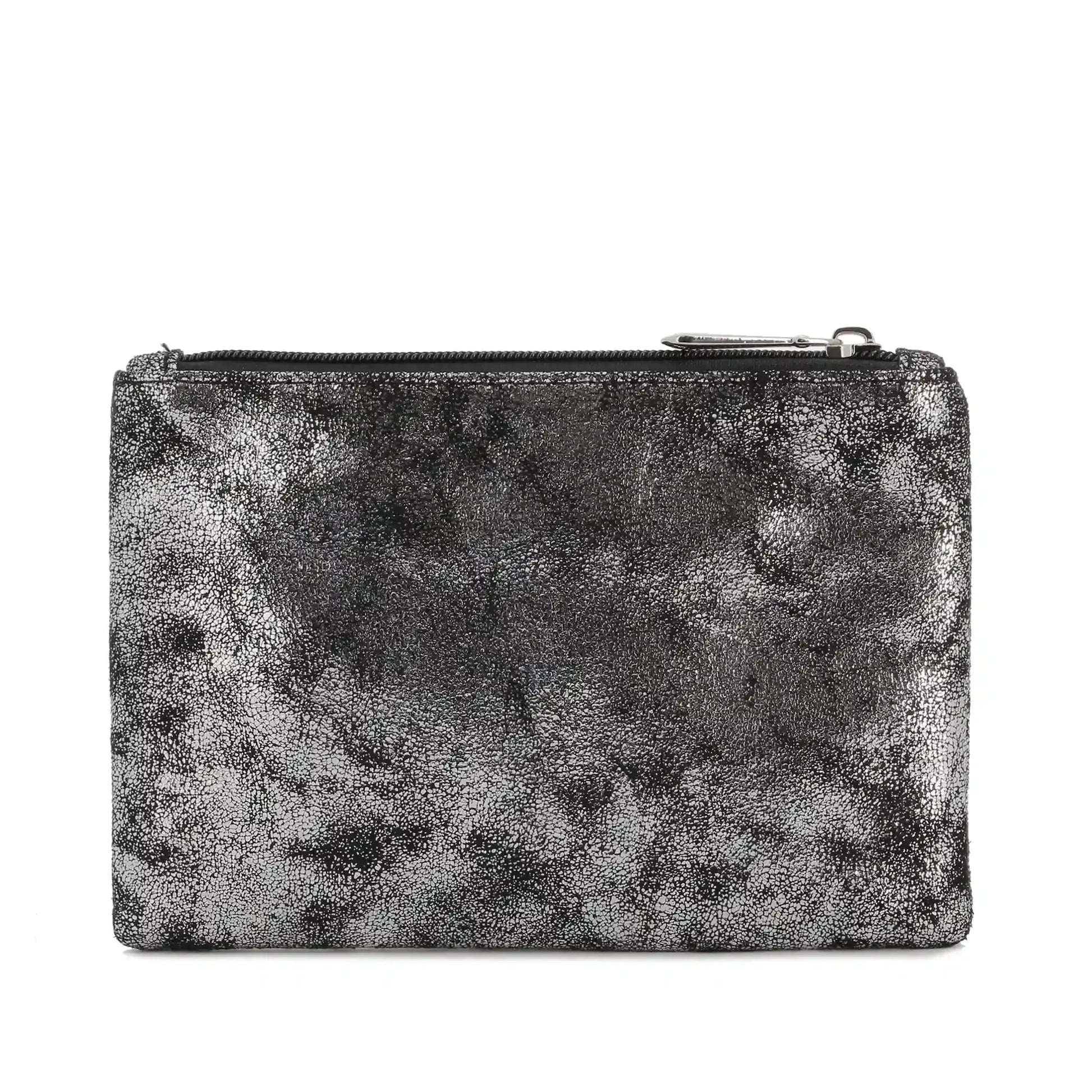 Flora & co Pochette femme suédine irisé gris argent