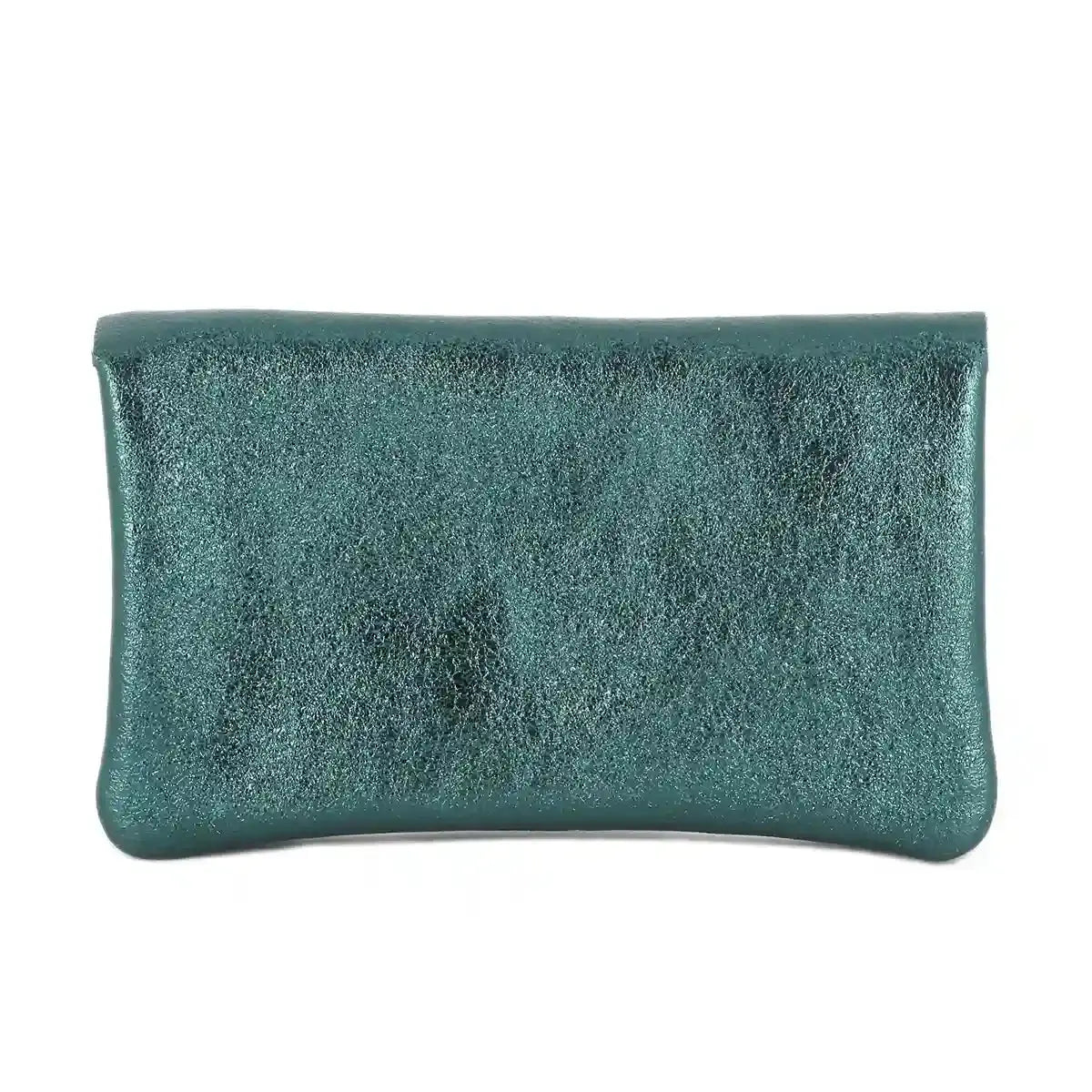 Portefeuille pochette passeport cuir isiré Bleu Canard Made in Italy
