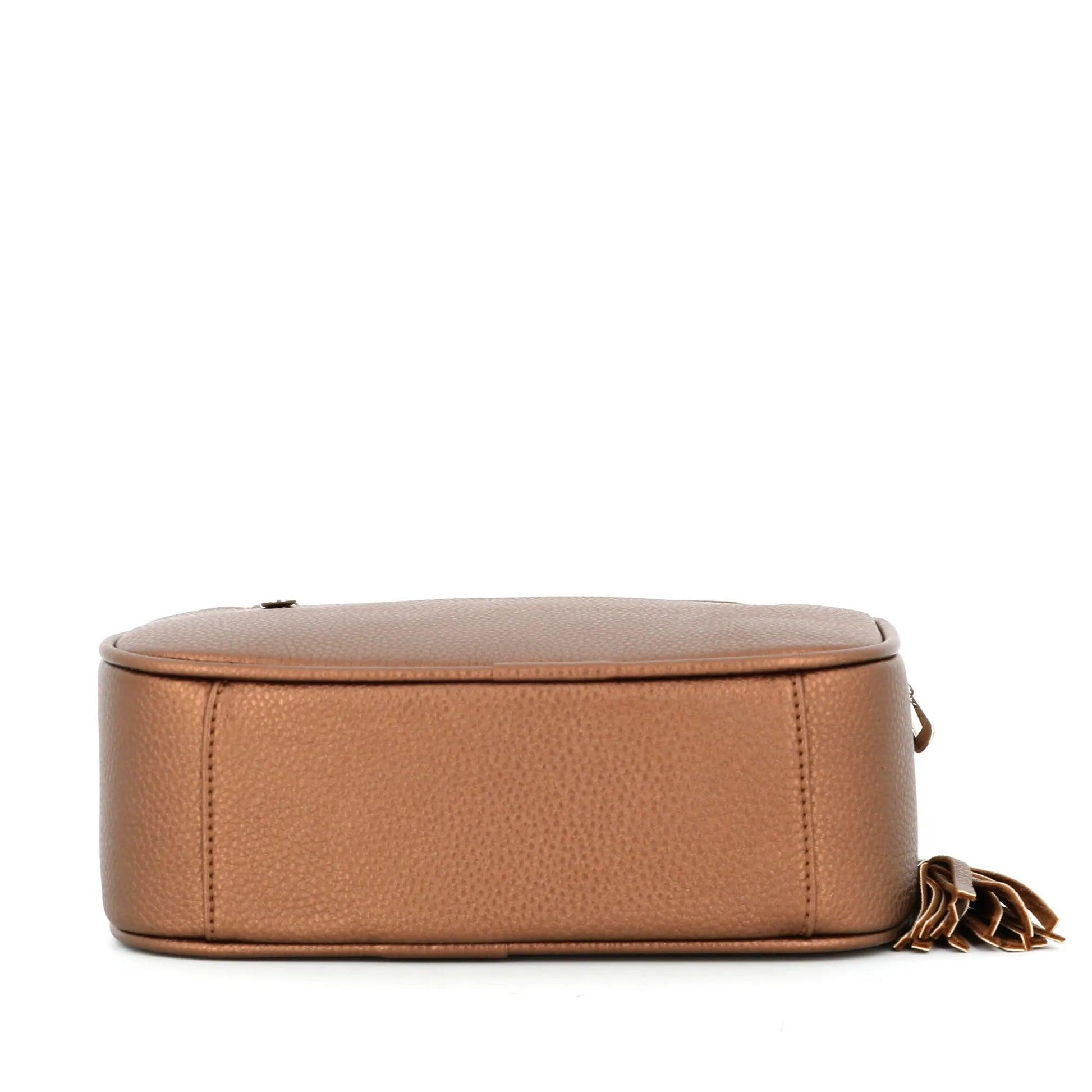 Flora & co - Sac caméra bandoulière femme léger marron métal