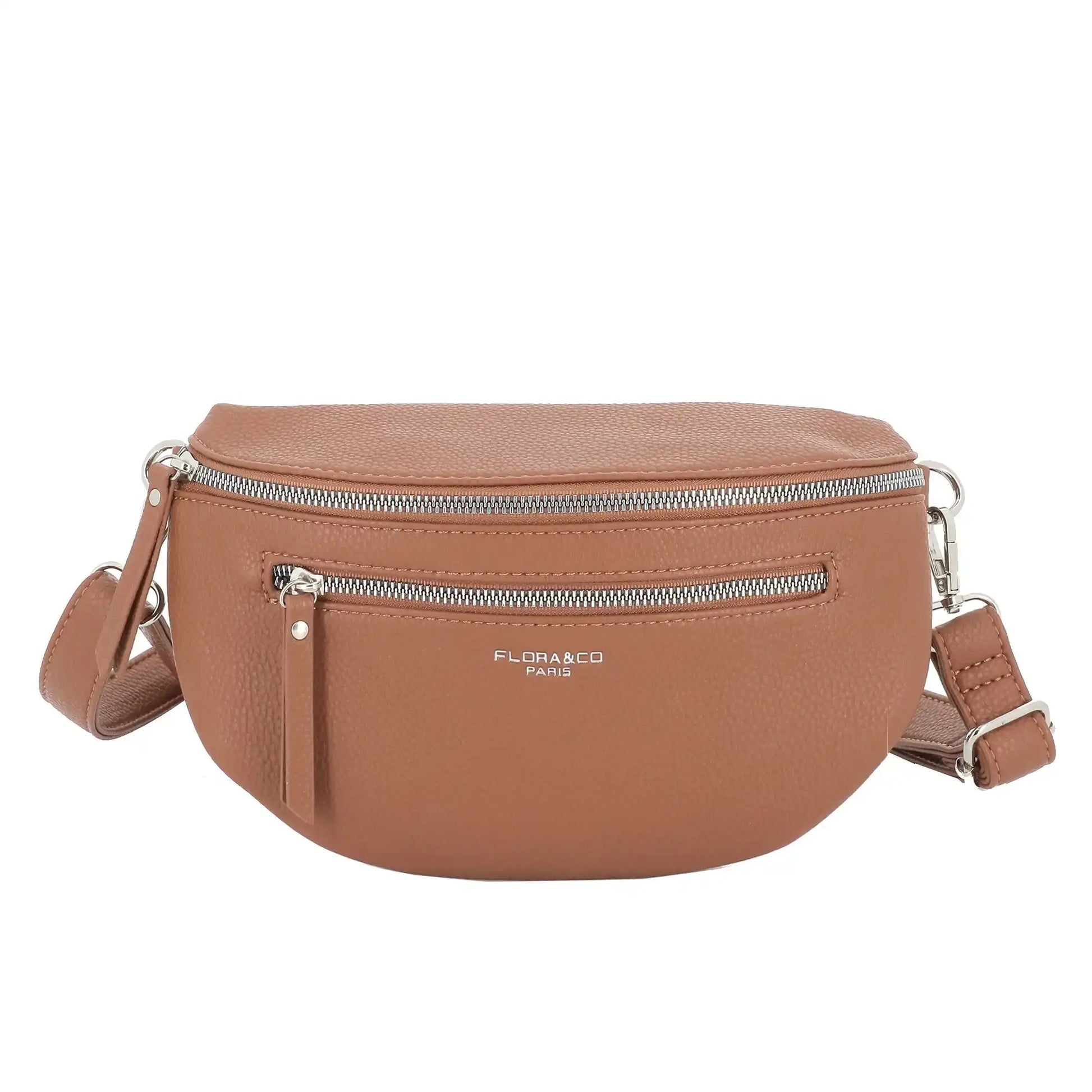 Flora & co Sac banane bandoulière femme multipoches camel
