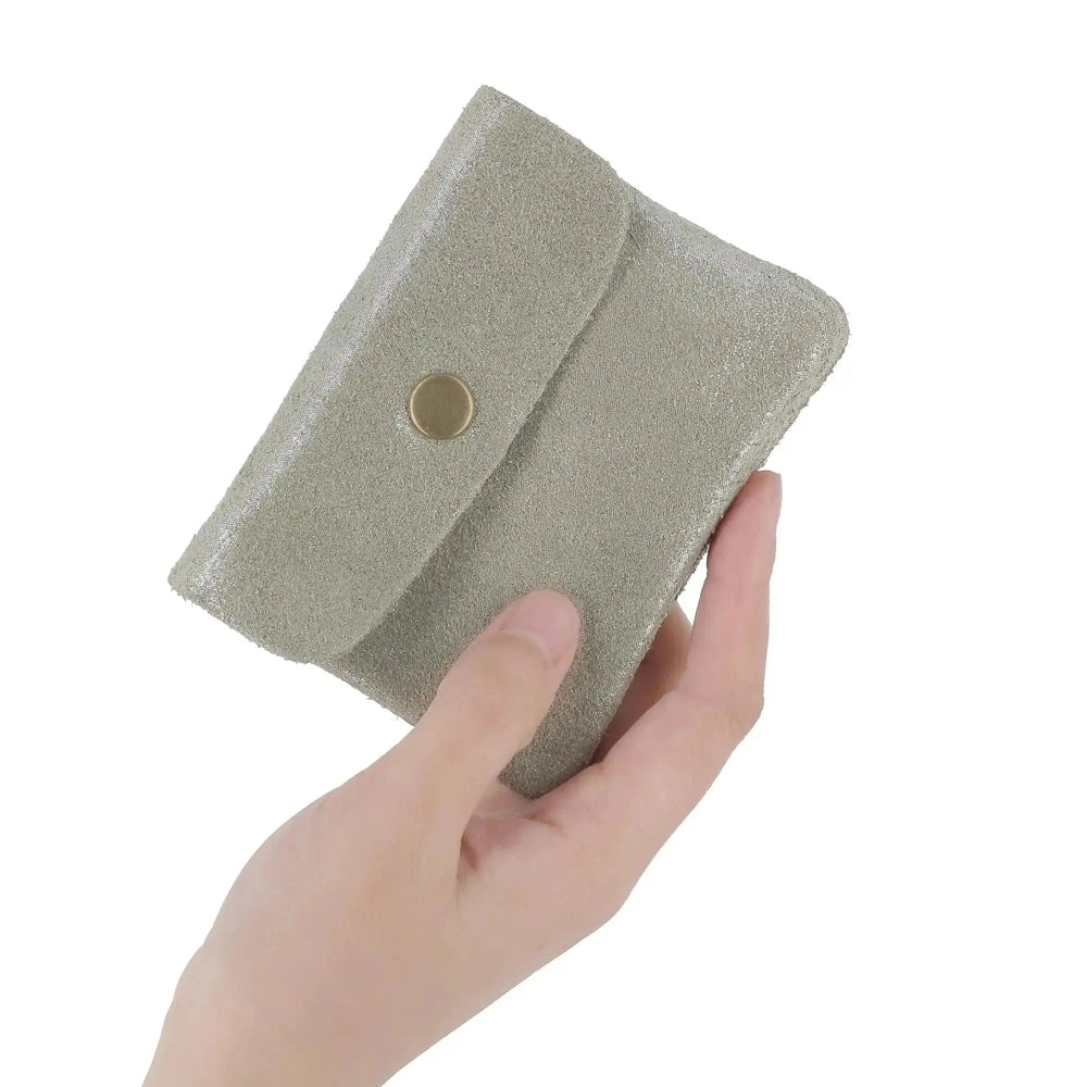 Made in Italy Porte-monnaie femme cuir daim irisé 044 olive