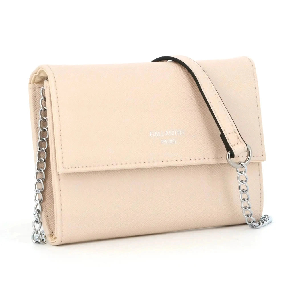 Gallantry Pochette bandoulière chaîne femme rabat beige