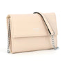 Vue 1 du Pochette bandoulière chaîne femme rabat beige en cuir synthétique par Gallantry.