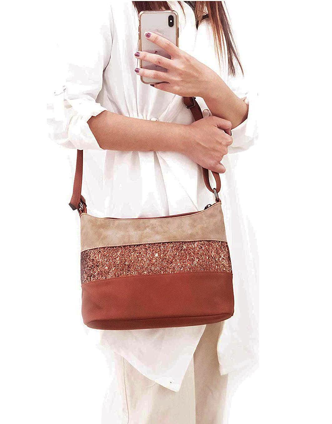 Gallantry - Sac bandoulière paillettes femme multicolore camel