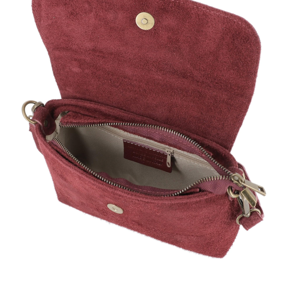 Petit Sac Bandoulière Femme Cuir Véritable Suédine | Sac à Rabat Magnétique