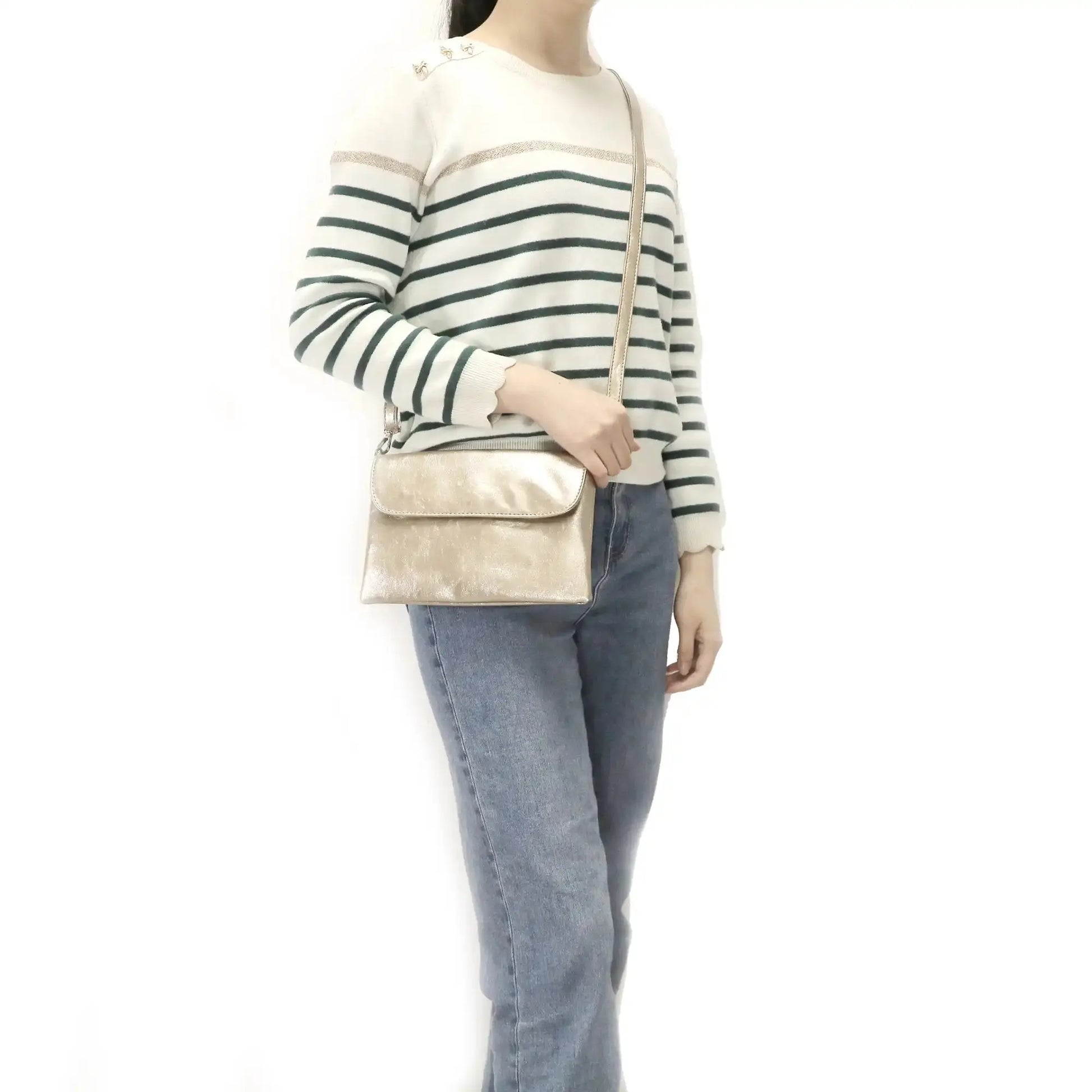 Flora & co Sac bandoulière pochette femme irisé or