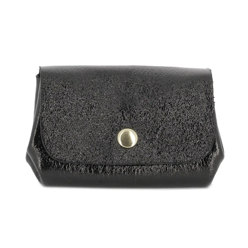 Made in Italy Porte-monnaie femme cuir irisé 04 noir