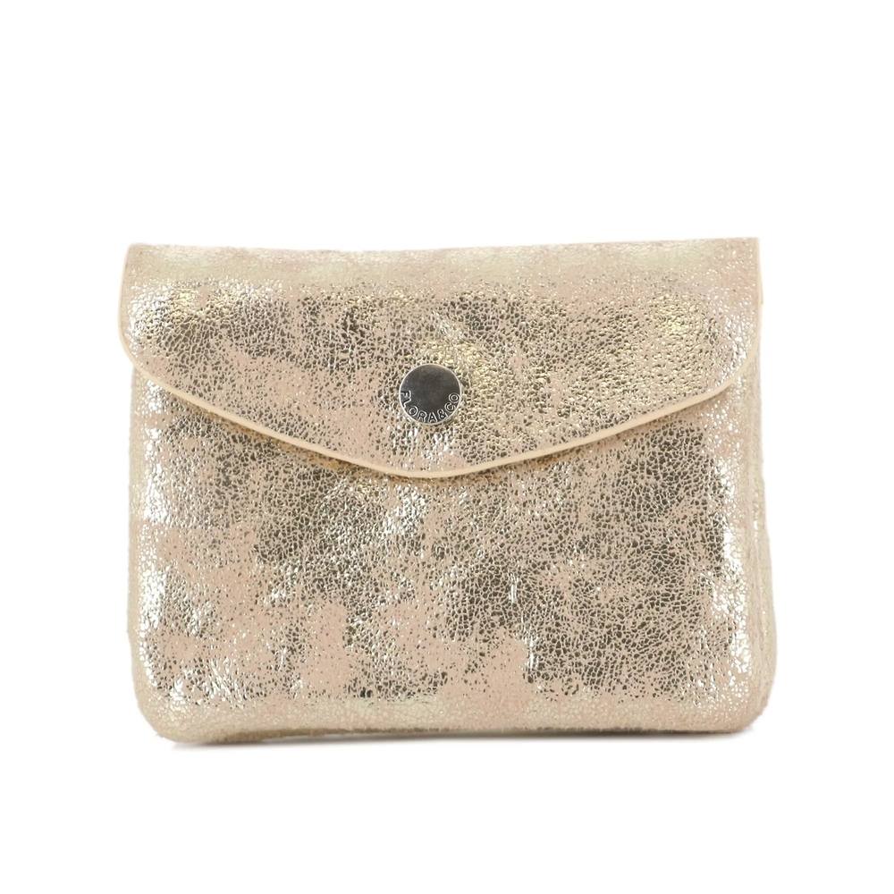 Porte-monnaie femme court suède irisé Doré Flora & co