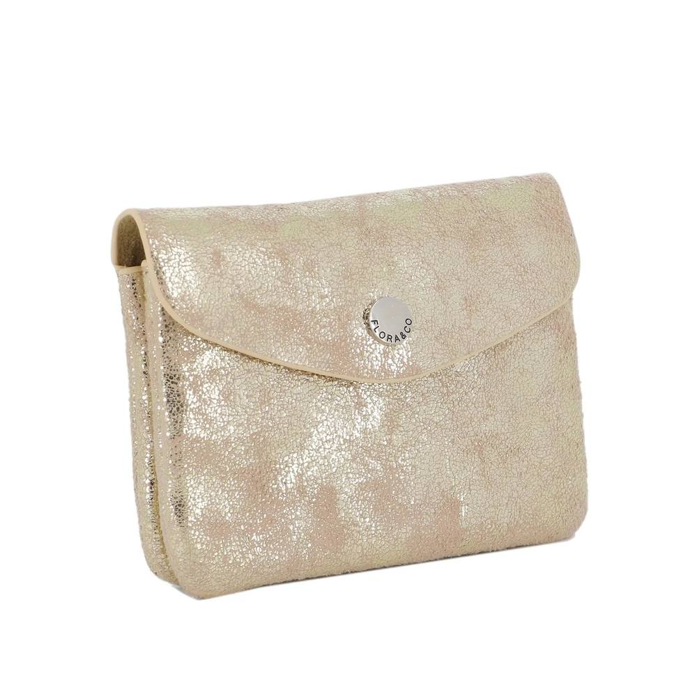 Porte-monnaie femme court suède irisé Doré Flora & co