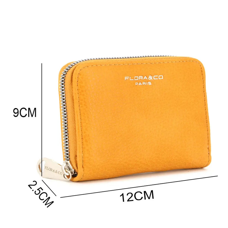 Flora & co Portefeuille monnaie femme souple moutarde