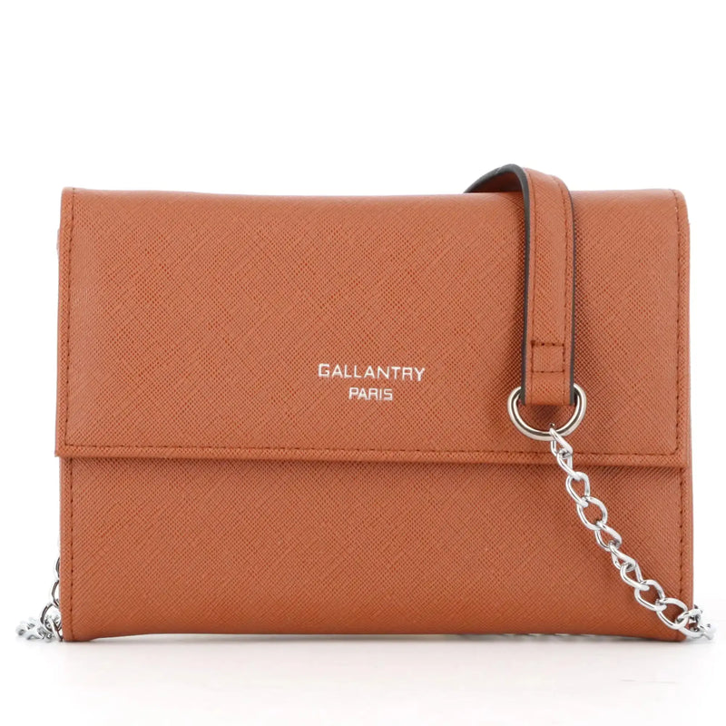 Gallantry Pochette bandoulière chaîne femme rabat camel