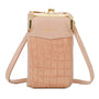 Vue princ. du Pochette téléphone femme croco tout-en-un rose synthétique par Gallantry.