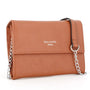 Vue 2 du Pochette bandoulière chaîne femme rabat camel en cuir synthétique par Gallantry.