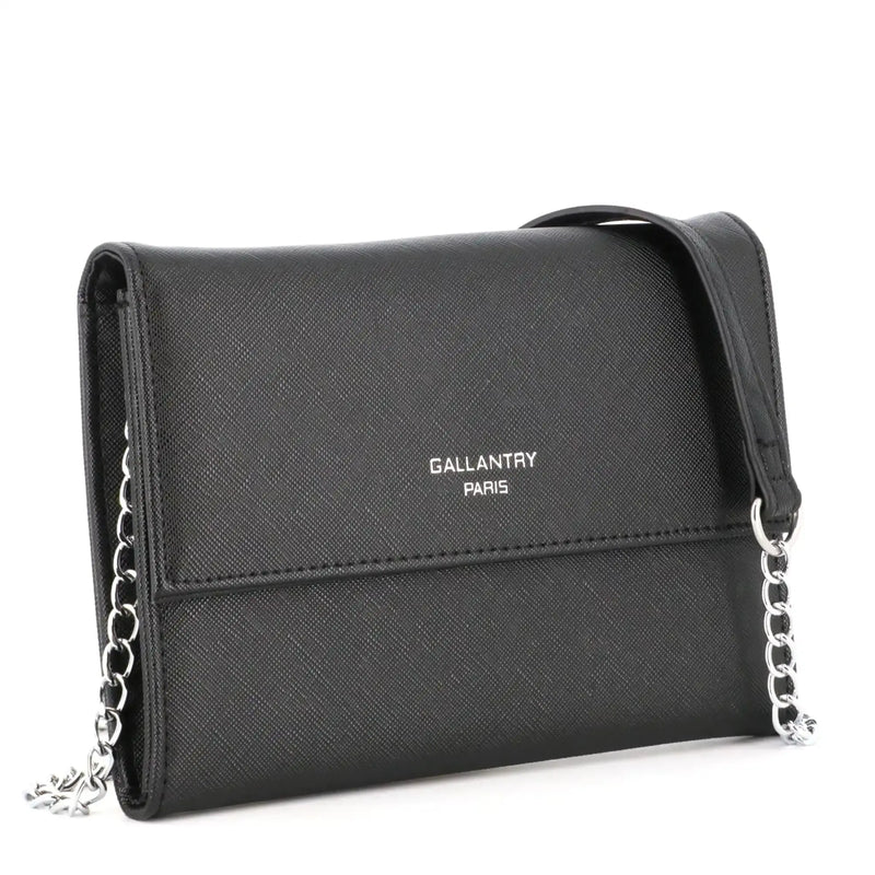 Gallantry Pochette bandoulière chaîne femme rabat noir