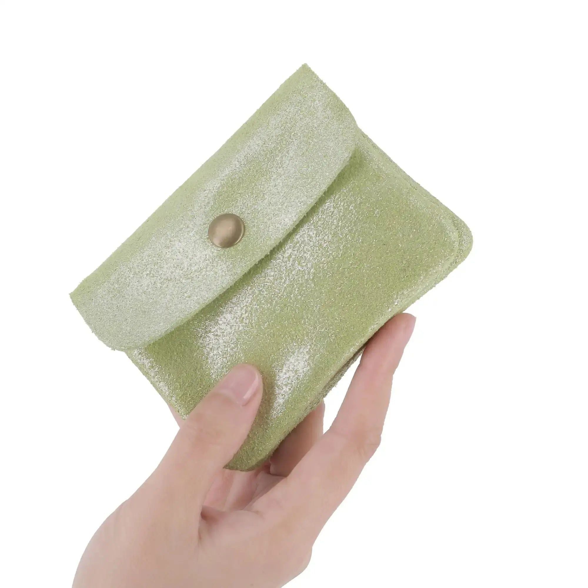 Made in Italy Porte-monnaie femme cuir daim irisé 044 vert