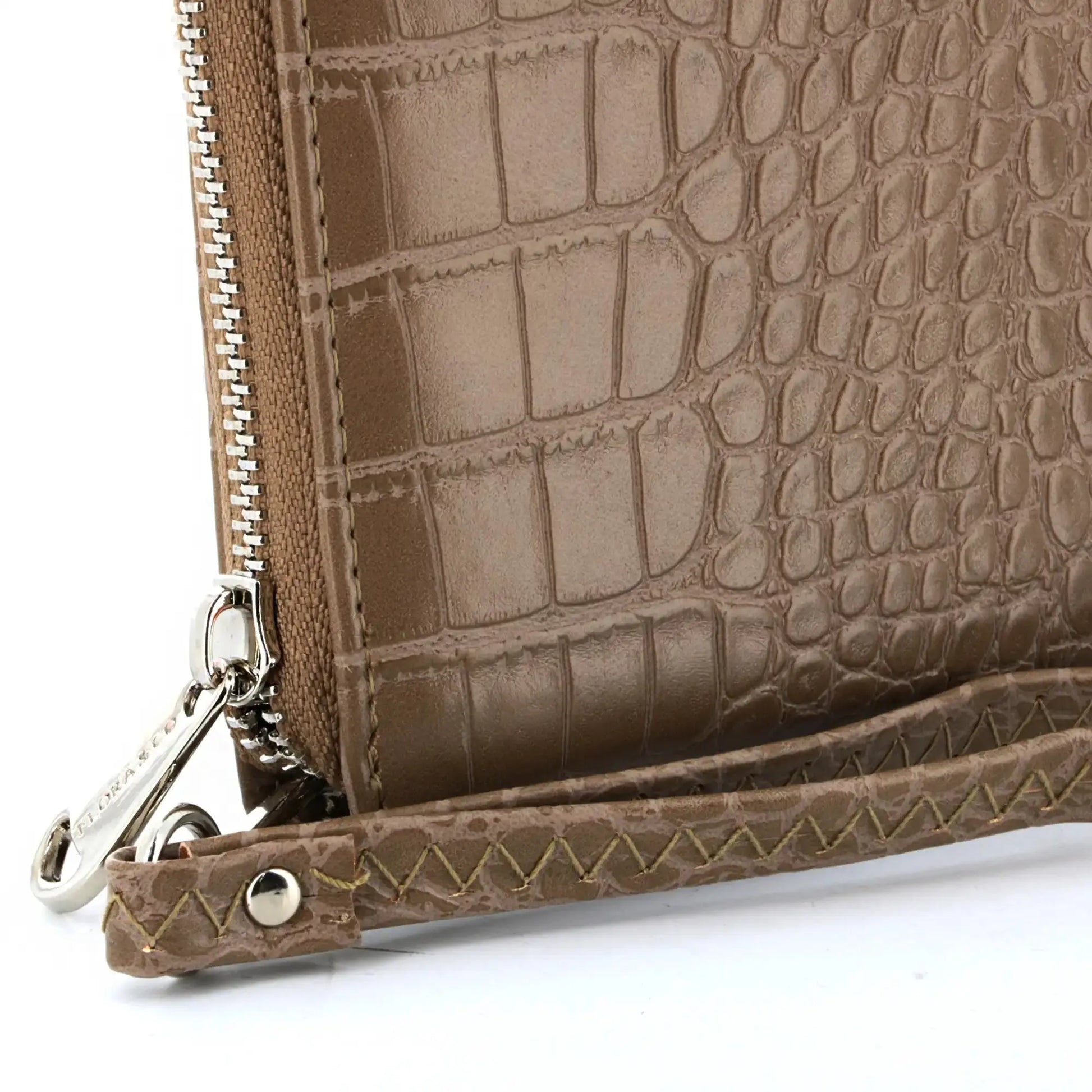 Flora & co Portefeuille femme brillant pu cuir croco taupe foncé