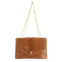 Made in Italy Sac bandoulière chaîne cuir femme croco camel