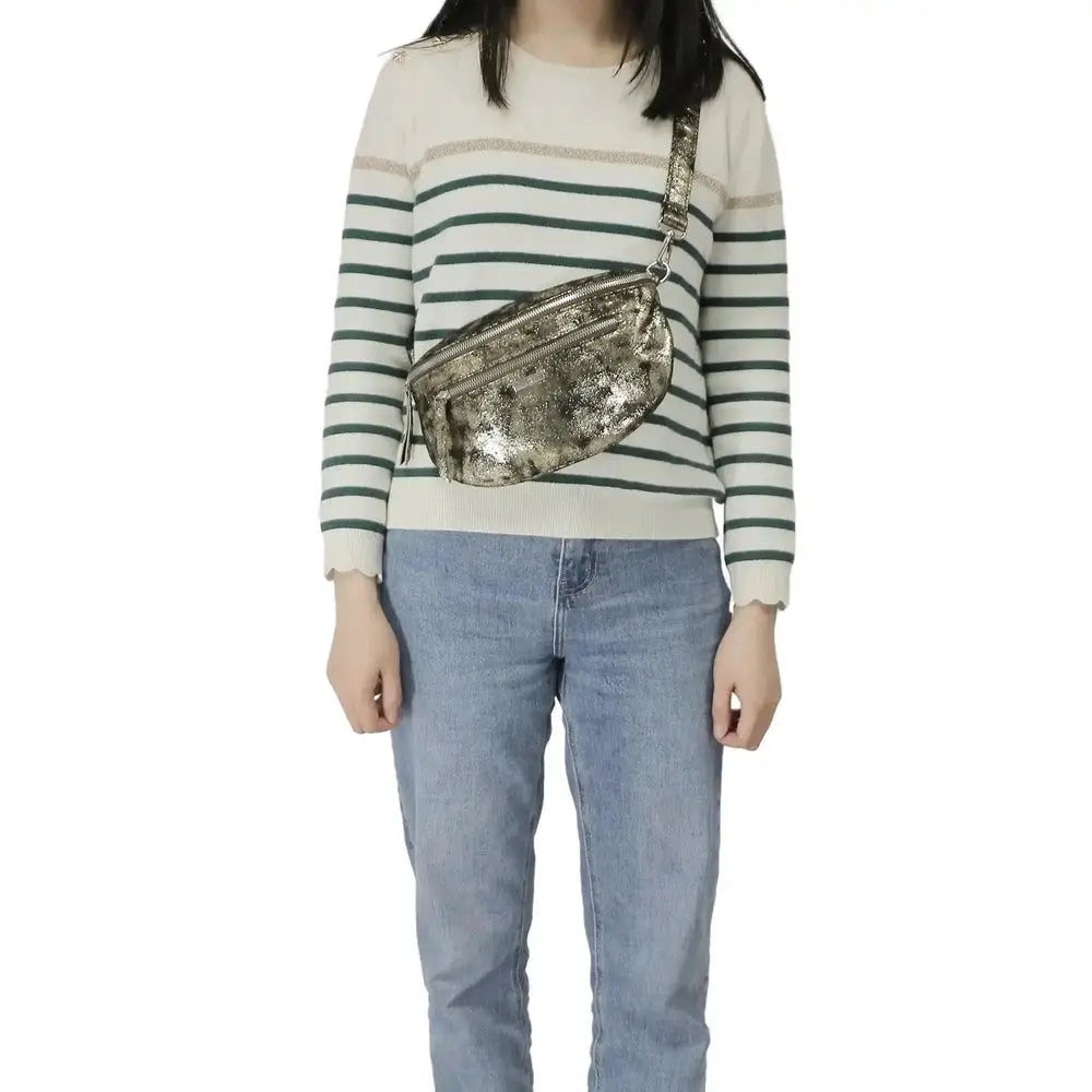 Flora & co Sac banane bandoulière suédine marron métal