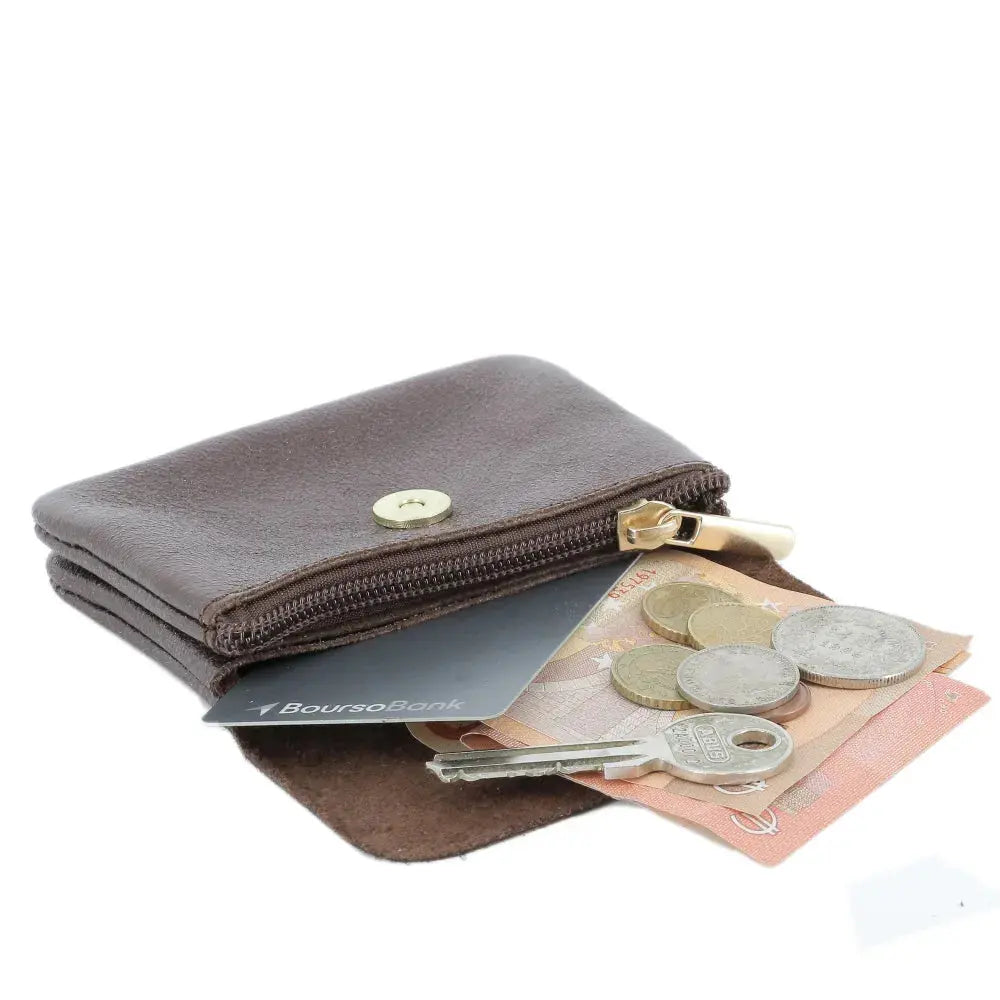 Porte-monnaie femme cuir italien irisé 041 Chocolat