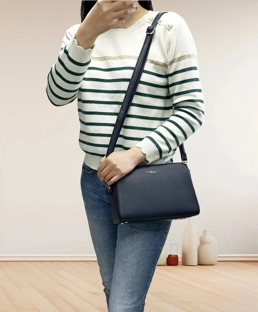 Flora & co Sac bandoulière femme multipoches bleu marine