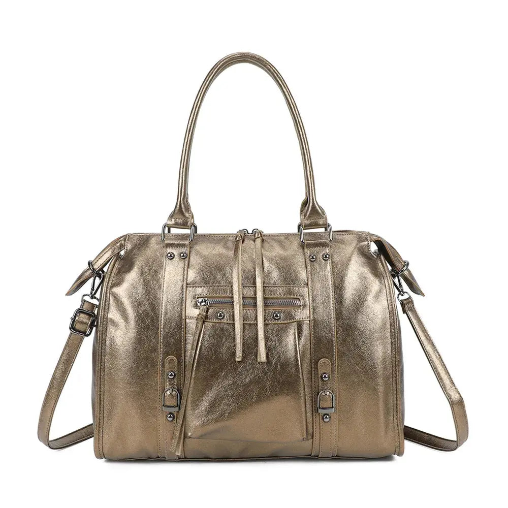 Grand sac à main bowling irisé bronze