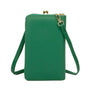 Vue 4 du Pochette téléphone femme croco tout-en-un vert synthétique par Gallantry.