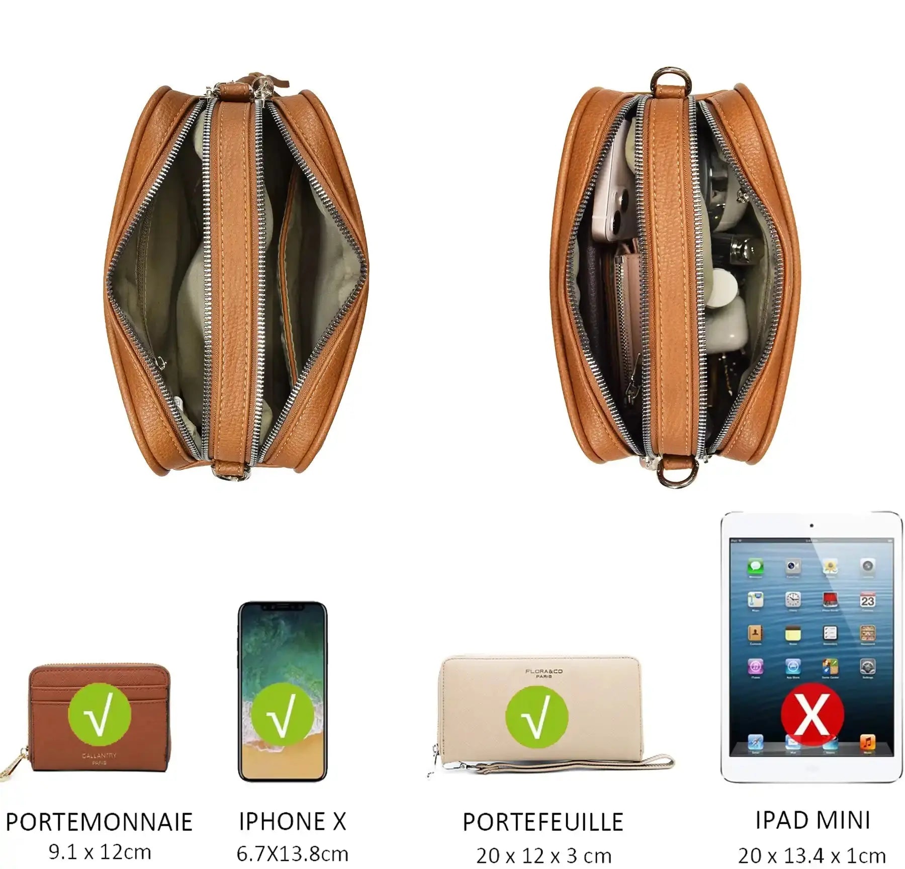 Flora & co Sac caméra bandoulière femme léger camel