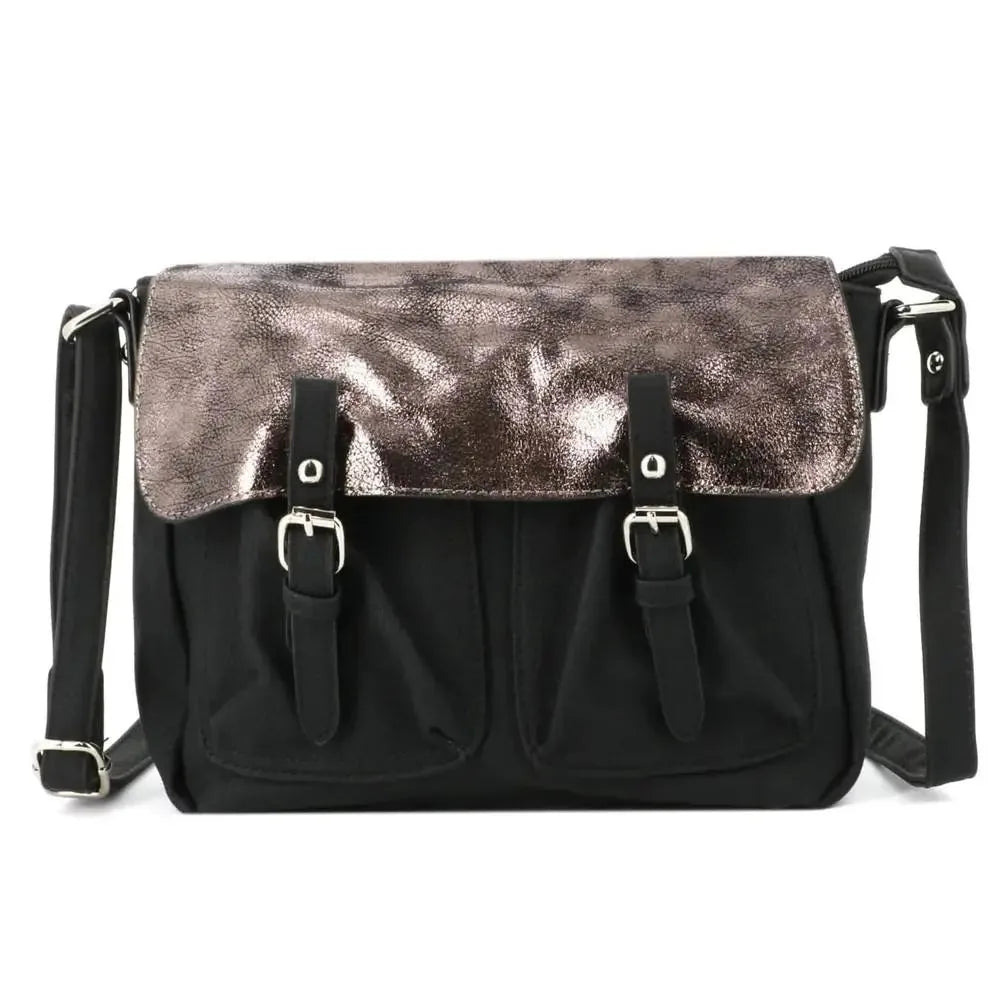 Flora & co Sac bandoulière cartable multipoche noir