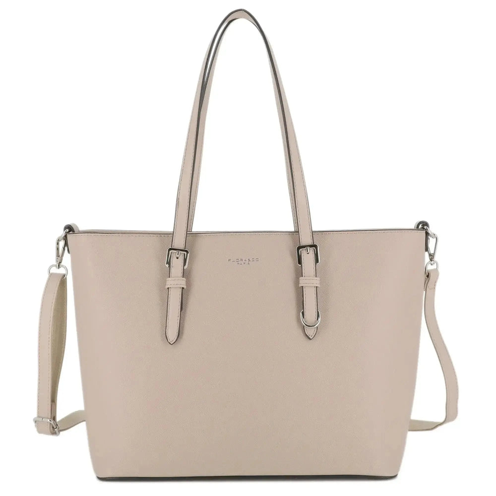 Sac cabas femme format a4 saffiano taupe Flora & co