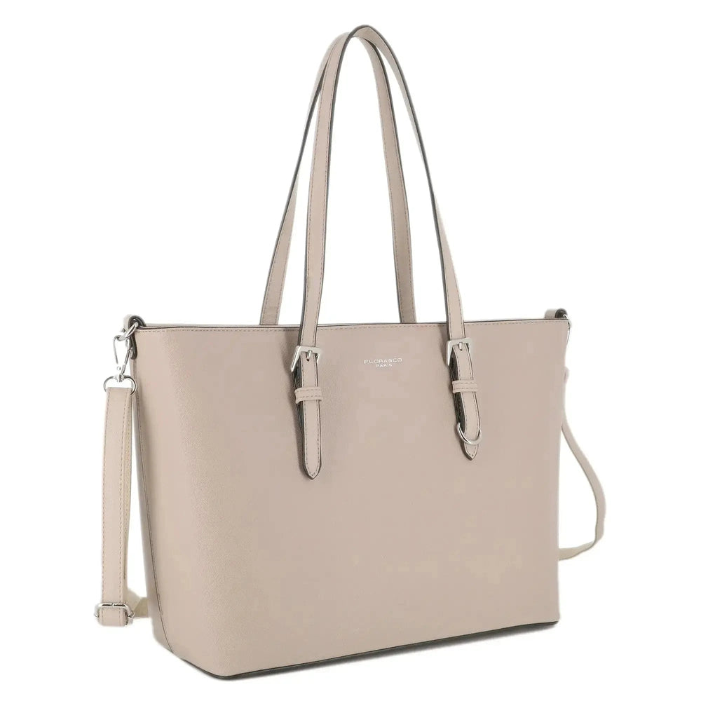 Sac cabas femme format a4 saffiano taupe Flora & co